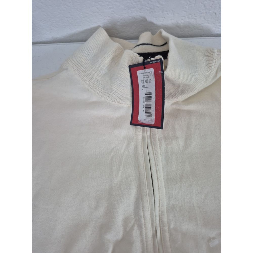 Roundtree & Yorke 1/4 Zip Sweater Mens Medium Cream Long Sleeve Pullover‎ NEW - Picture 4 of 8